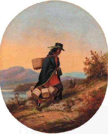 Cornelius Krieghoff Indian Basket Seller in Autumn Landscape China oil painting art